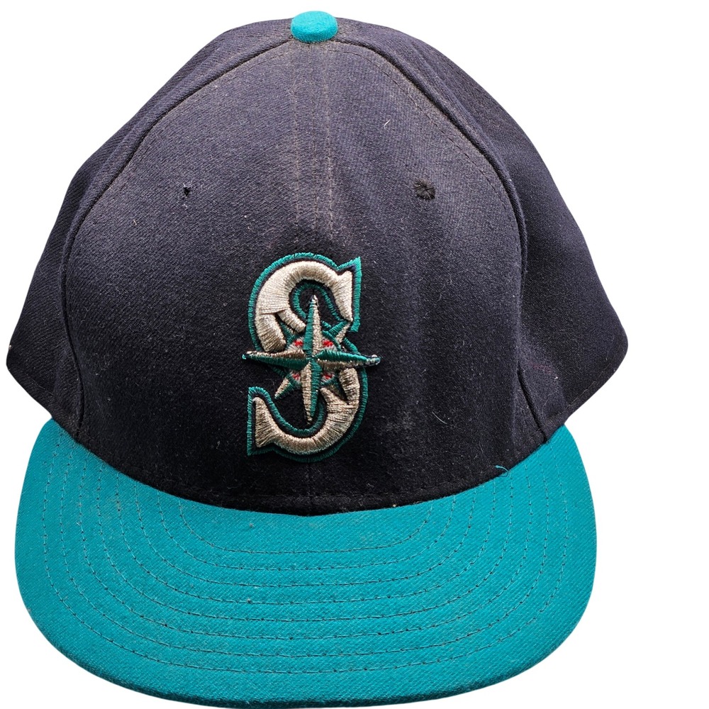 New Era Seattle Mariners Hat 7 1/2 Navy Blue Teal 59FIFTY Fitted MLB Cap